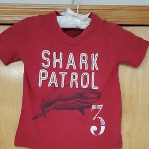 Washed look cute red Baby Gap shark t-shirt short sleeves 3T